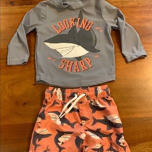 Shark Graphic Swim Set for Kids 9 months